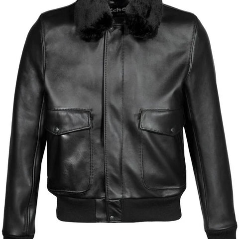 Men's Black A2 Aviator Bomber Leather Jacket