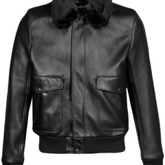 Men's Black A2 Aviator Bomber Leather Jacket