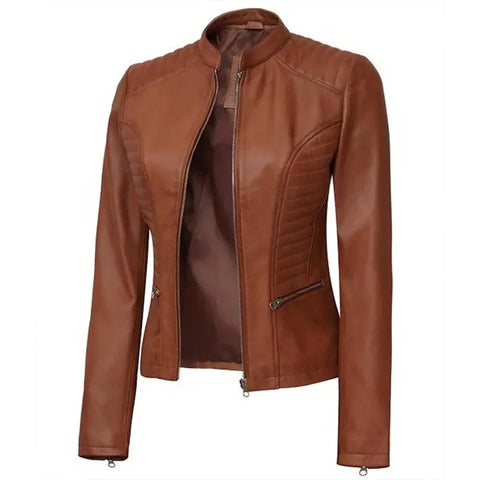 Olivia Plath Welcome to Plathville Cognac Leather Jacket