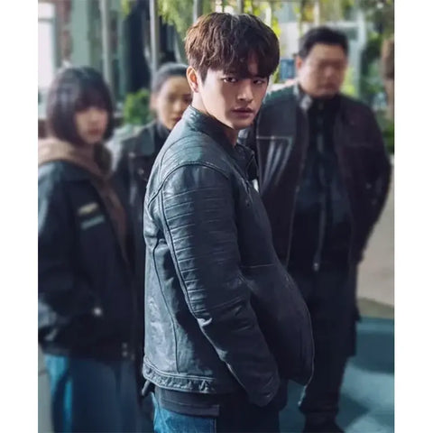 Seo In-Guk Twelve S01 Black Leather Jacket