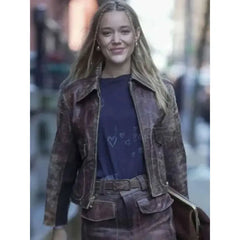 Olivia Ponton Brown Distressed Brown Leather Jacket