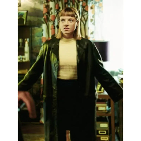 Jella Haase Kleo S02 Black Leather Coat