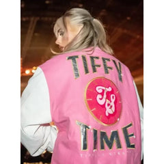 Tiffany Stratton Pink Varsity Bomber Jacket