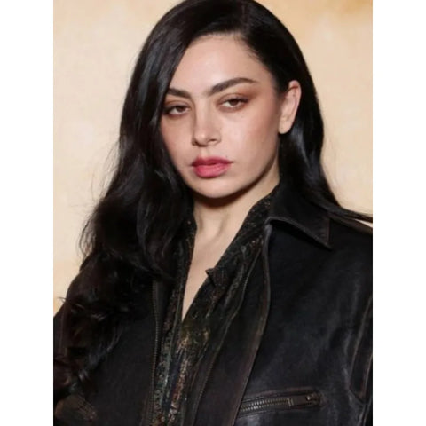 Paris Fashion Week 2025 Charli XCX Black Leather Jacket