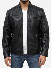 Men's Black Genuine Leather Biker Jacket