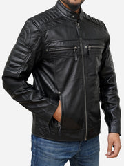 Men's Black Genuine Leather Biker Jacket