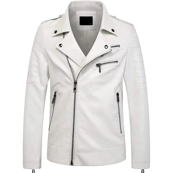 Men's Vintage Asymmetric Zip Lightweight Leather Jacket
