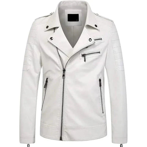 Men's Vintage Asymmetric Zip Lightweight Leather Jacket