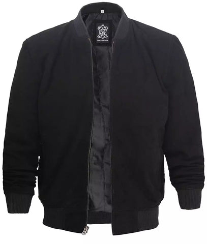 Men's Premium Black Leather Bomber Jacket