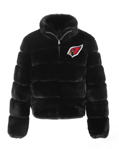 Women’s Arizona Cardinals Black Faux Fur Full-Zip Bomber Jacket