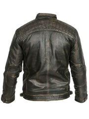 Mens Biker Casual Vintage Leather Black Jacket
