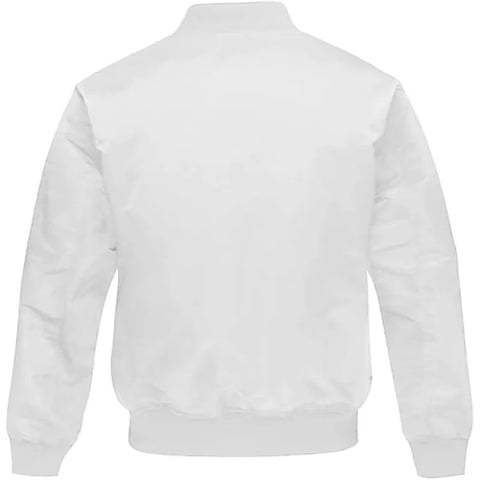 Casual Men's White Leather Bomber Jacket