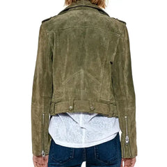 You Elizabeth Lail Biker Suede Leather Jacket