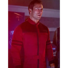 The Running Man Glen Powell Red Jacket