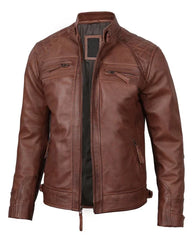 Jack Brown Cafe Racer Quilted Leather Jacket