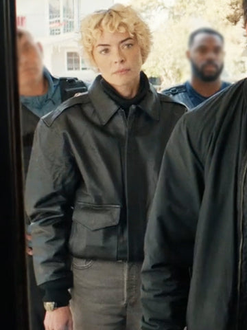 Jaime King Lights Out 2024 Black Leather Jacket
