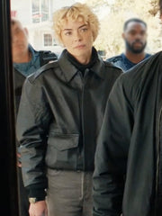 Jaime King Lights Out 2024 Black Leather Jacket