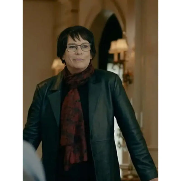 The Sticky Jamie Lee Curtis Black Leather Coat