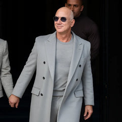 Jeff Bezos Paris Fashion Week Long Grey Coat