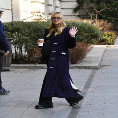Jennifer Lawrence Blue Wool Coat