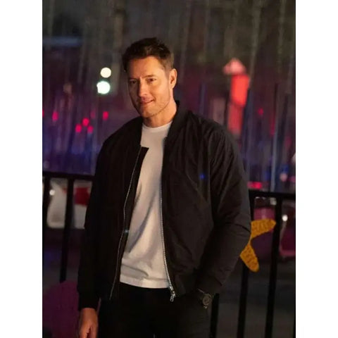 Justin Hartley Tracker S02 Black Bomber Jacket