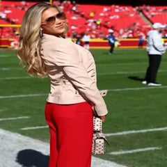 Kansas City Chiefs Gracie Hunt Pink Leather Jacket