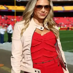 Kansas City Chiefs Gracie Hunt Pink Leather Jacket