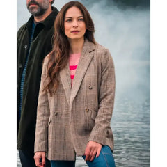 Kristin Kreuk Murder in a Small Town Beige Tweed Blazer