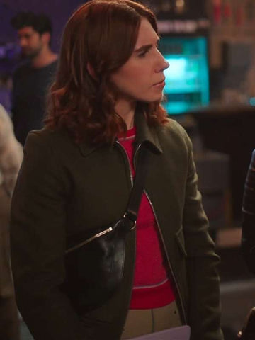 Zosia Mamet Laid Green Bomber Jacket