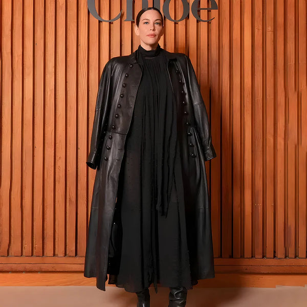 Liv Tyler Paris Fashion Week Black Leather Coat