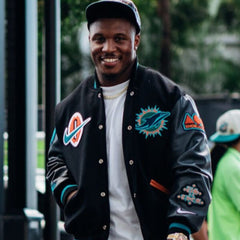 Malik Washington Miami Dolphins Black Varsity Jacket