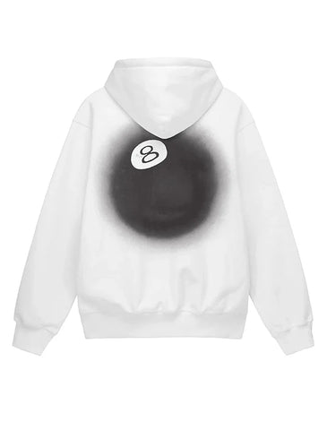 Melisa Stussy 8 Ball Fade White Hoodie