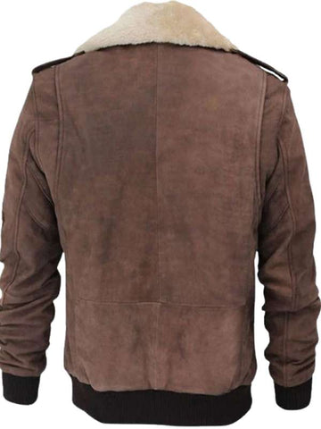 Men Brown Shearling G1 Bomber Jacket