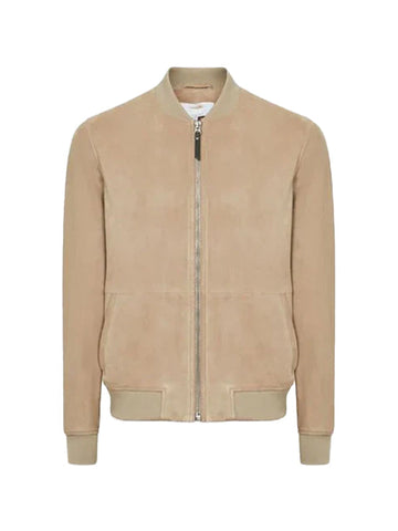 Mens Brown Suede Bomber Jacket