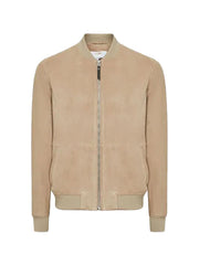 Mens Brown Suede Bomber Jacket
