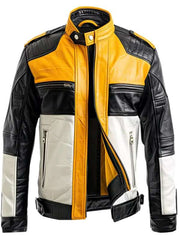 Men Vintage Cafe Racer Retro Leather Jacket