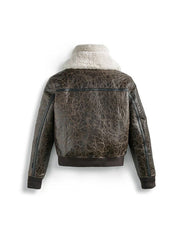 Men Shearling RAF Aviator Leather Bomber Jacket