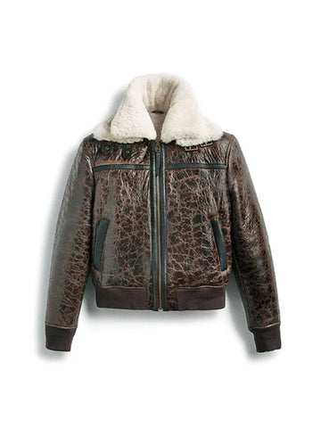 Men Shearling RAF Aviator Leather Bomber Jacket