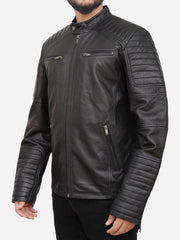 Men Black Padded Motorcycle Jacket