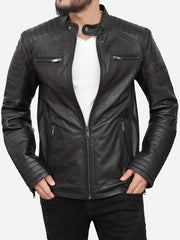 Men Black Padded Motorcycle Jacket