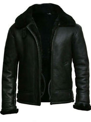 Men Stylish Black Leather Aviator Jacket