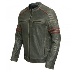 Men’s Cafe Racer Motorcycle Black Leather Jacket