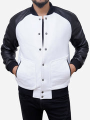 Men’s Leather Sleeves Wool Blended Varsity Baseball Letterman Jacket