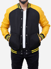 Men’s Leather Sleeves Wool Blended Varsity Baseball Letterman Jacket