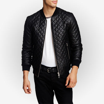 Men’s Quilted Black Bomber Jacket