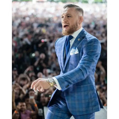 Men’s Conor McGregor Plaid Blue Suit