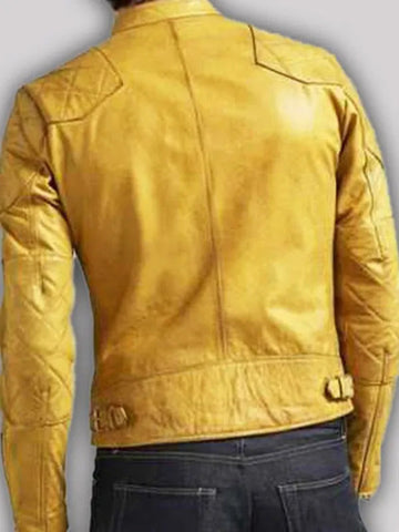 Men’s Quilted Yellow Leather Jacket