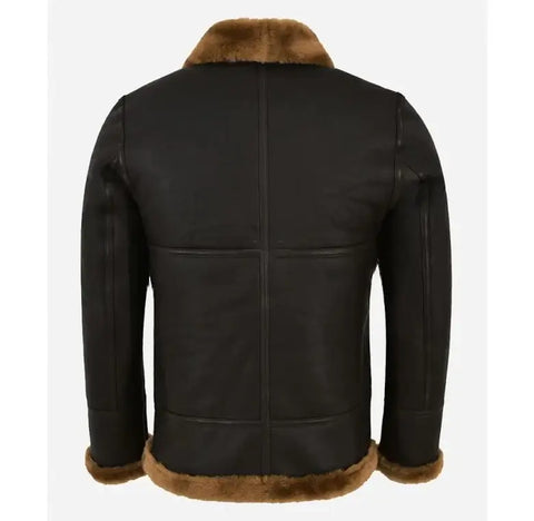 Men's B3 Sheepskin Belted Brown Jacket