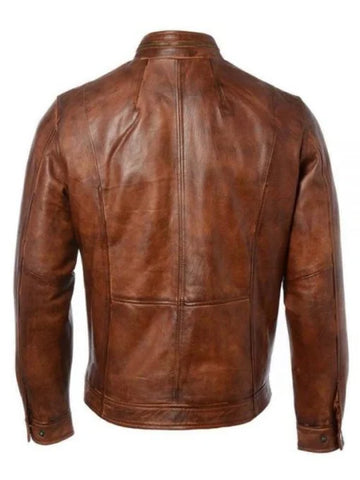 Mens Classical Motorcycle Genuine Leather Jacket