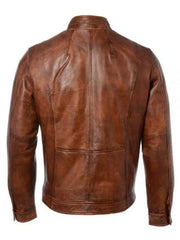 Mens Classical Motorcycle Genuine Leather Jacket